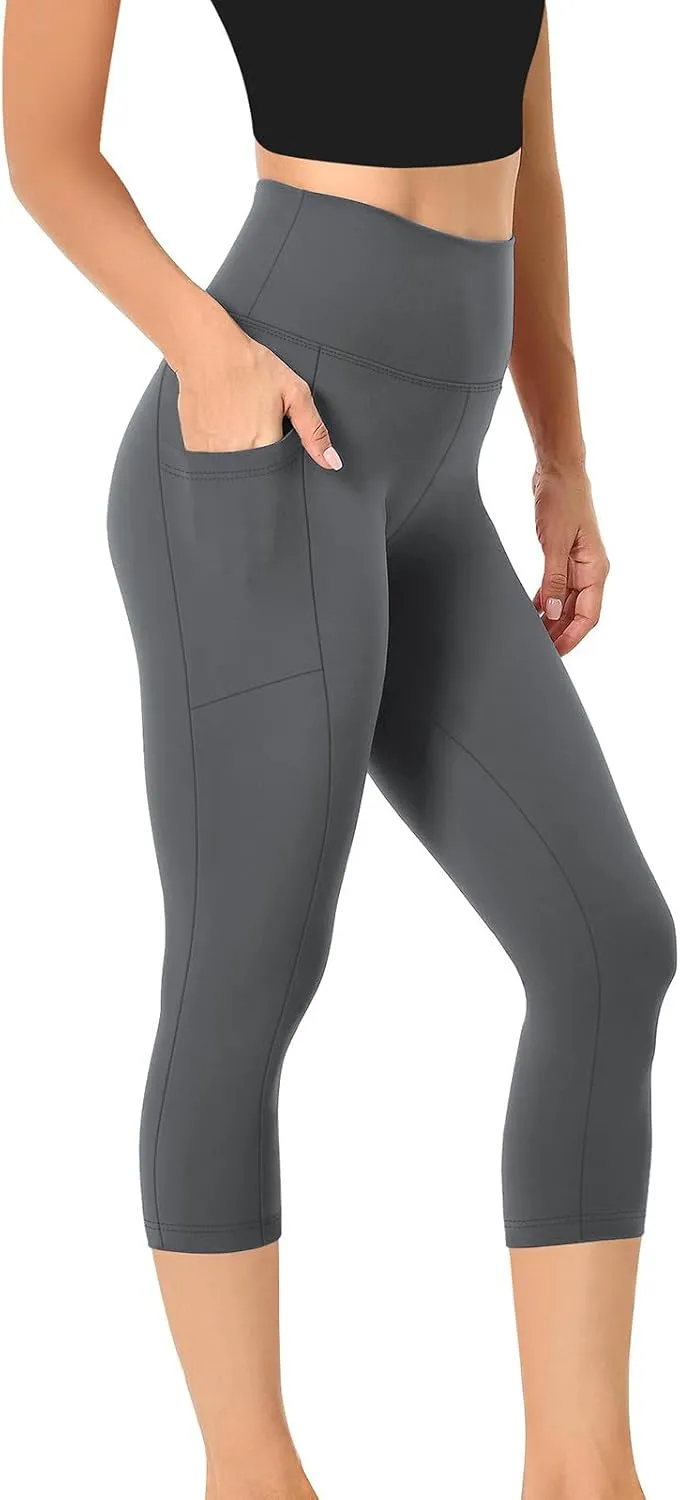 Women's Cropped Trousers Ladies 3/4 Cropped Pants Ladies High Waist Leggings Stretch Fit Yoga Pant Summer