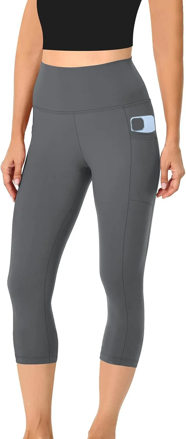 Women's Cropped Trousers Ladies 3/4 Cropped Pants Ladies High Waist Leggings Stretch Fit Yoga Pant Summer