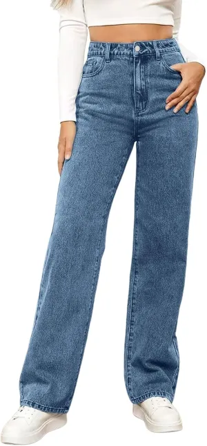 Women's High Waisted Straight Leg Jeans Trendy 2025 Casual Soft Loose Boyfriend Denim Pants with Pockets