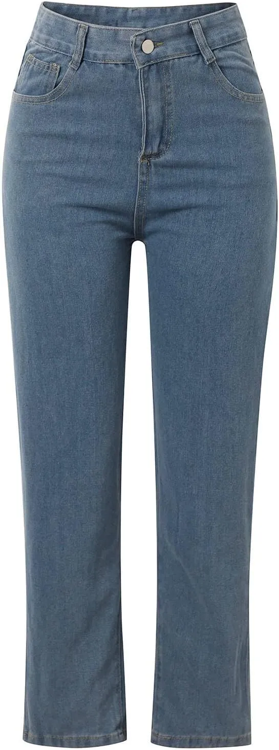 Women's High Waisted Straight Leg Jeans Trendy 2025 Casual Soft Loose Boyfriend Denim Pants with Pockets