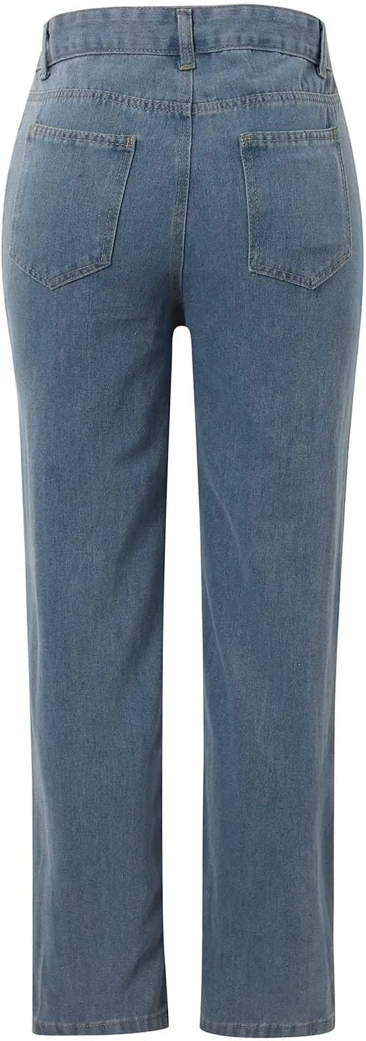 Women's High Waisted Straight Leg Jeans Trendy 2025 Casual Soft Loose Boyfriend Denim Pants with Pockets