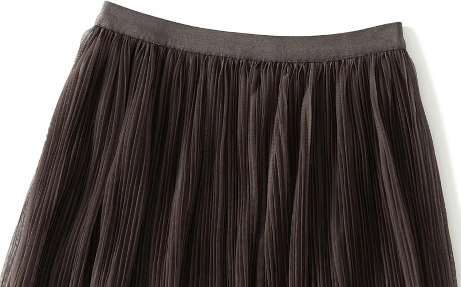 Women's Ombre Pleated Midi Skirt Elegant Gradient Tulle Skirts Elastic High Waist Flowy Skirt Summer Casual Skirts