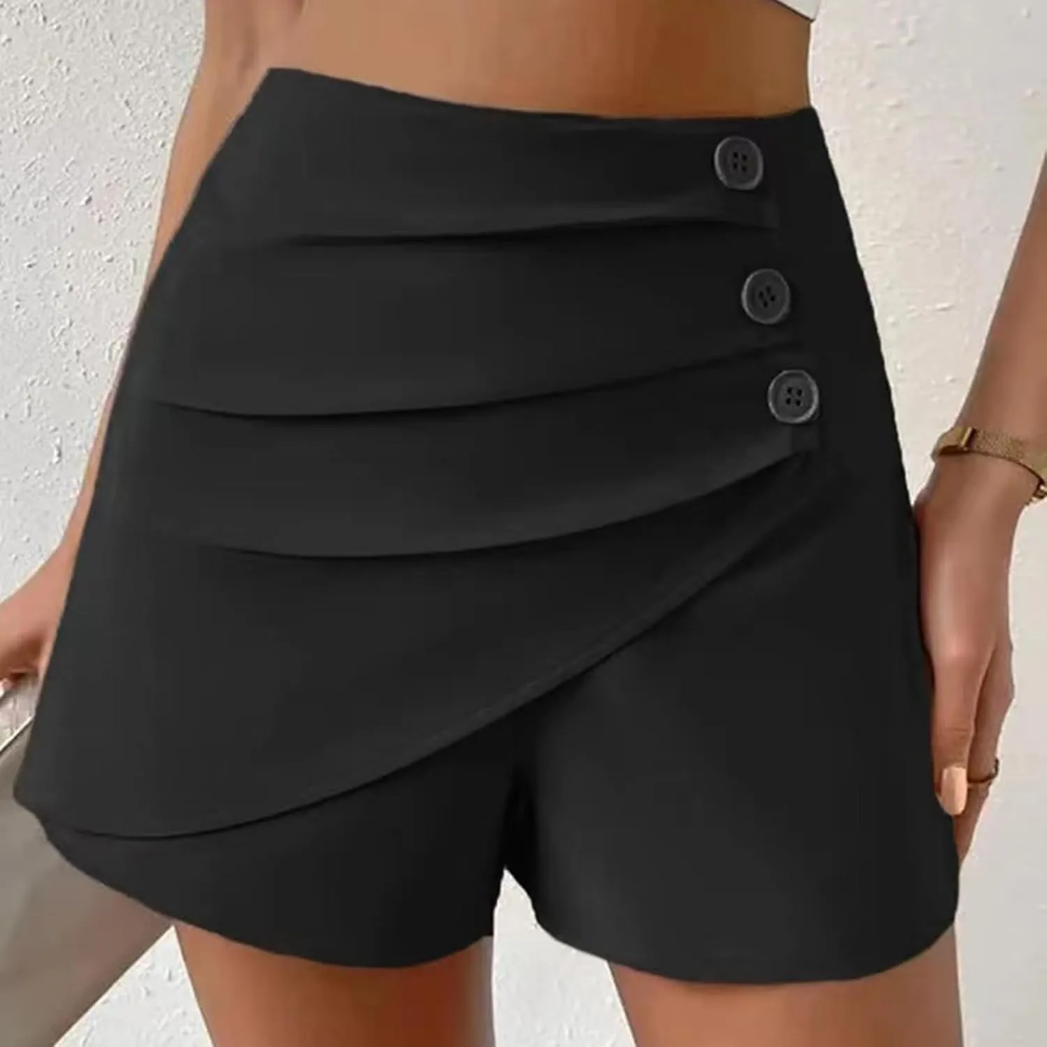 Women's Pleated Skirts Shorts Classic Slim Fit Side Button High Waisted Athletic Shorts Trendy Casual Tennis Shirts