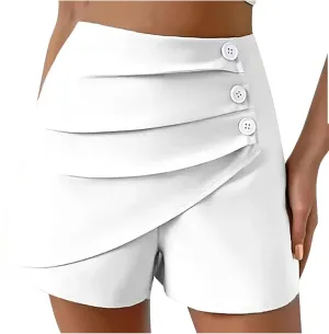 Women's Pleated Skirts Shorts Classic Slim Fit Side Button High Waisted Athletic Shorts Trendy Casual Tennis Shirts