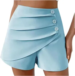 Women's Pleated Skirts Shorts Classic Slim Fit Side Button High Waisted Athletic Shorts Trendy Casual Tennis Shirts