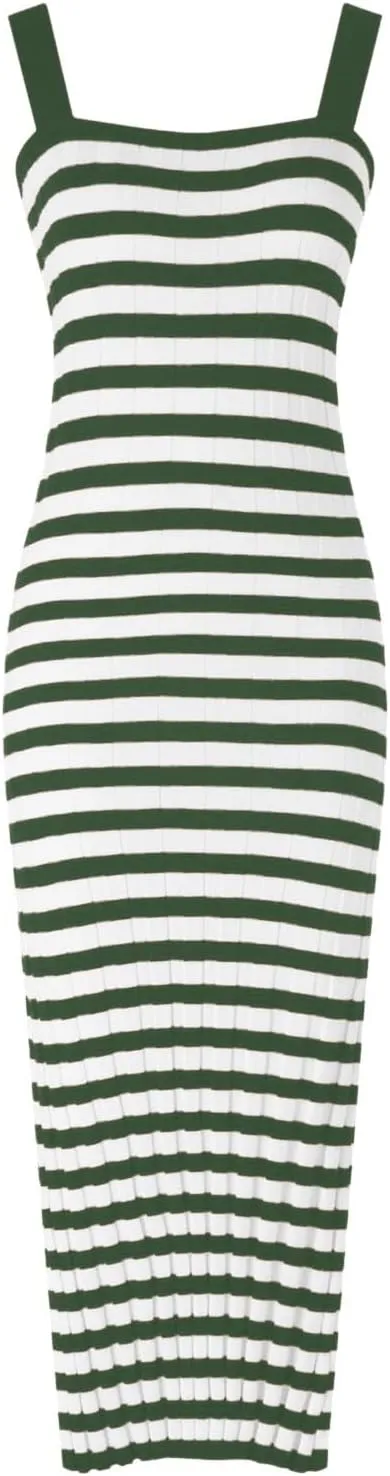Women's Summer Dress Sleeveless Spaghetti Strap Striped Maxi Dress Casual Party Dresses Beach Long Dress