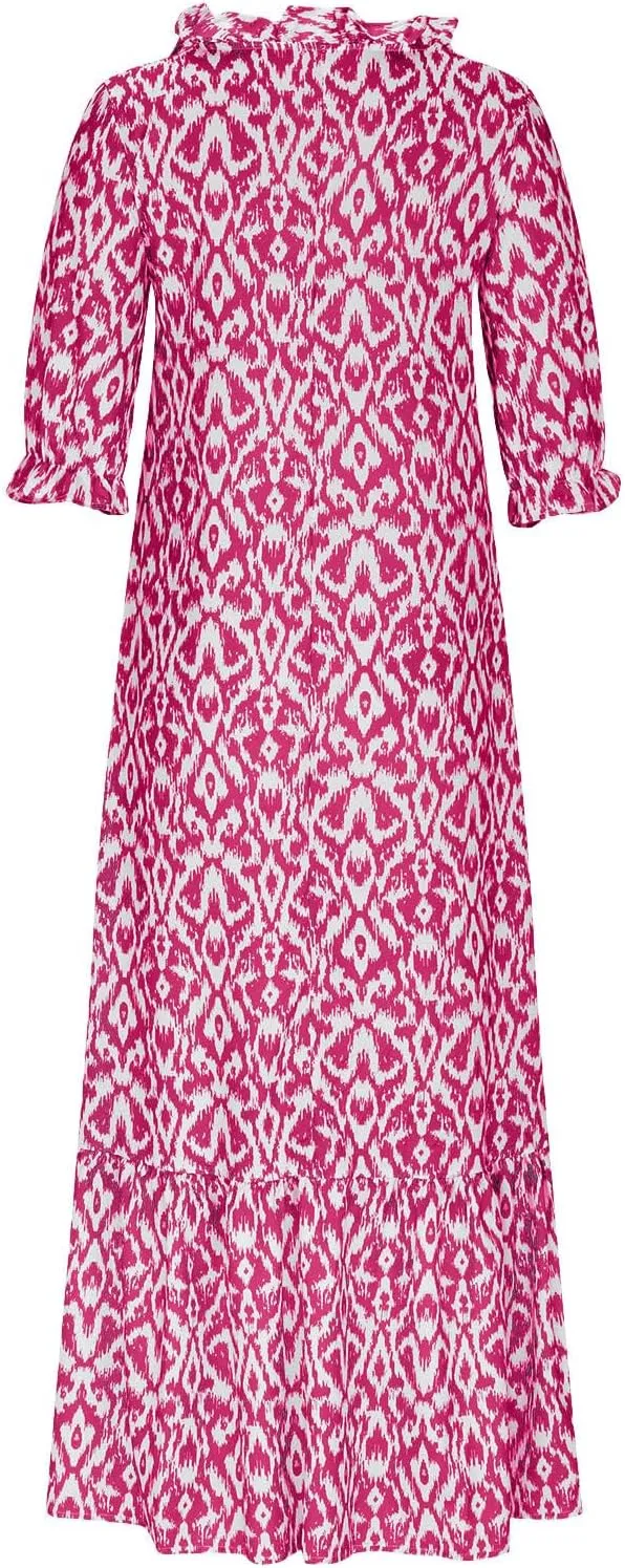 Womens Summer Dresses Short Sleeve Boho Graphic Print Maxi Dresses Loose Casual Flowy Beach Sundresses