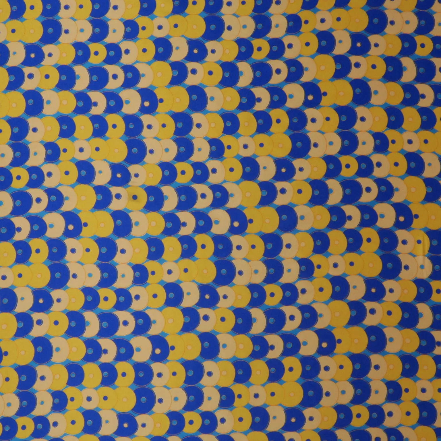 Yellow and Blue Balls Printed Silk Charmeuse Fabric