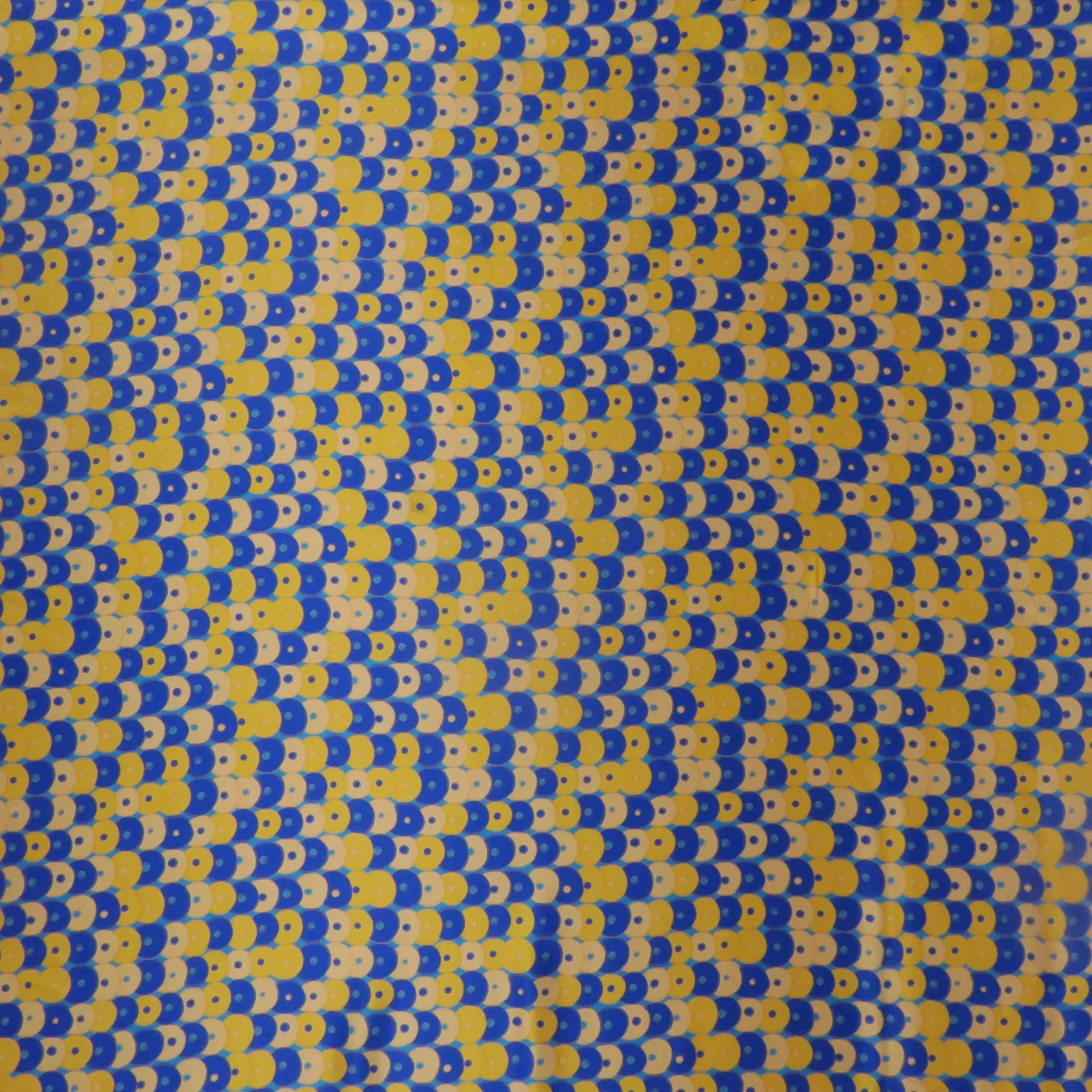 Yellow and Blue Balls Printed Silk Charmeuse Fabric