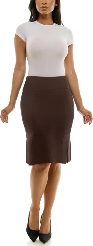 Zac & Rachel Women's Pull on Compression Ponte Skirt with Pleated Side Detail