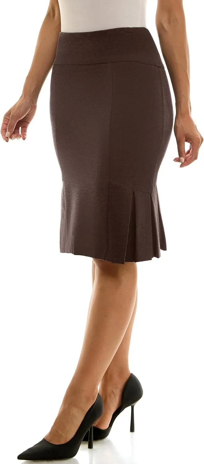 Zac & Rachel Women's Pull on Compression Ponte Skirt with Pleated Side Detail