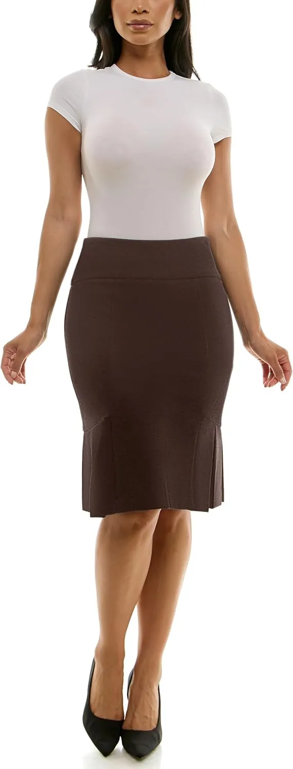 Zac & Rachel Women's Pull on Compression Ponte Skirt with Pleated Side Detail