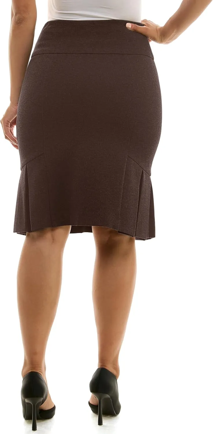 Zac & Rachel Women's Pull on Compression Ponte Skirt with Pleated Side Detail