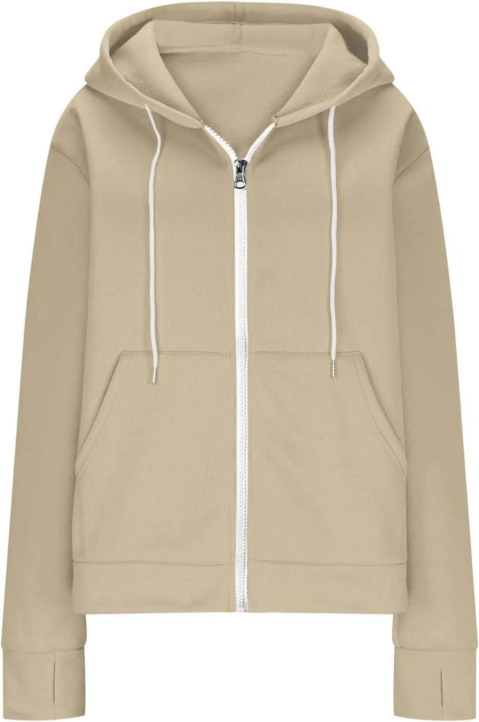Zip Up Hoodie Womens Long Sleeve Drawstring Hooded Sweatshirt Casual Fleece Jacket 2024 Fall Outfits with Pockets