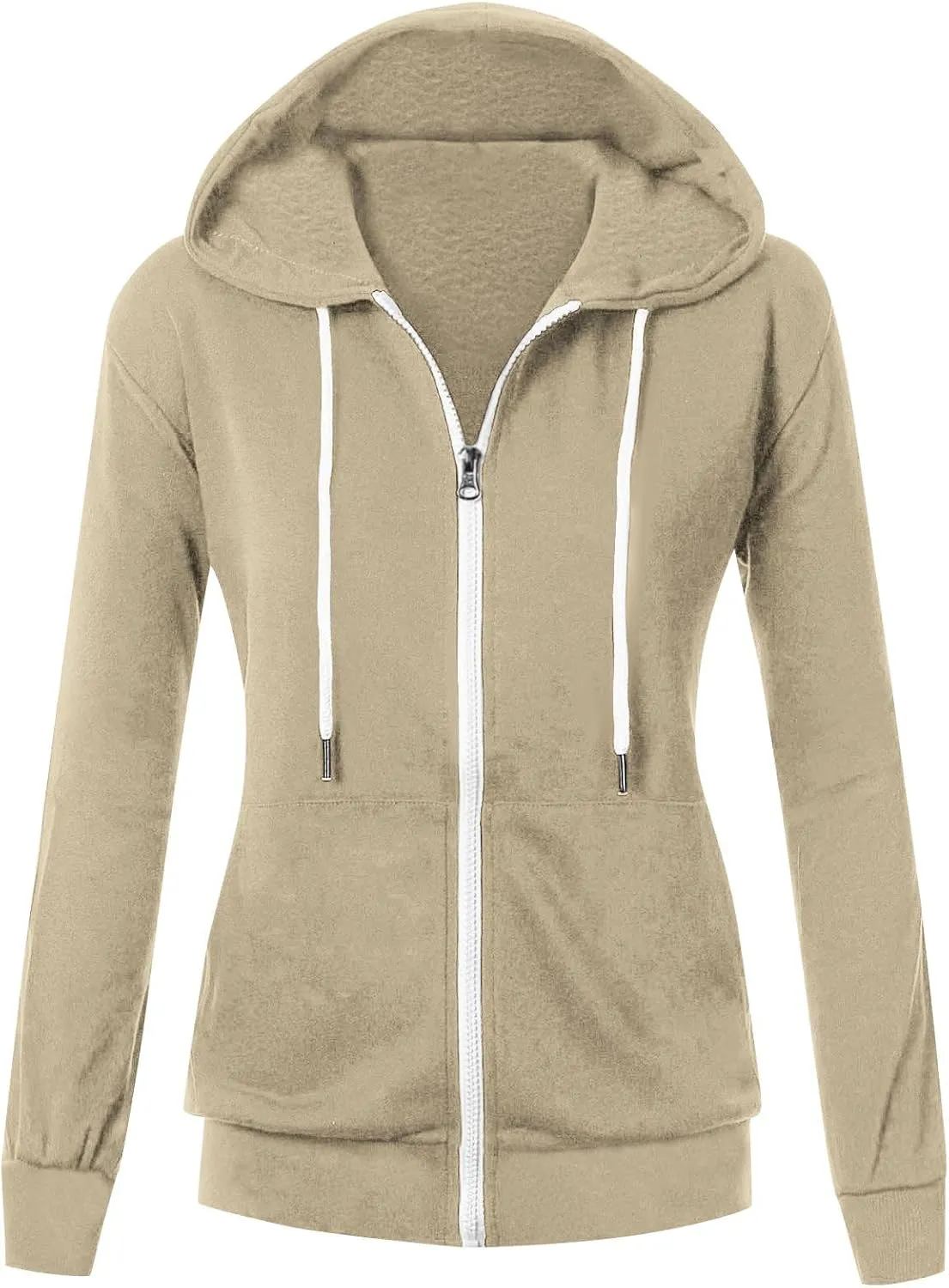Zip Up Hoodie Womens Long Sleeve Drawstring Hooded Sweatshirt Casual Fleece Jacket 2024 Fall Outfits with Pockets